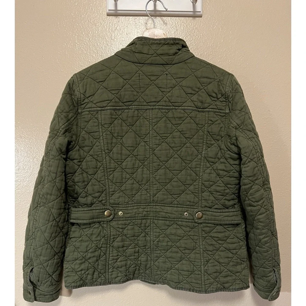 J.Crew‎ Cotton Quilted Downtown Field Jacket in Olive Green Women's Size Medium